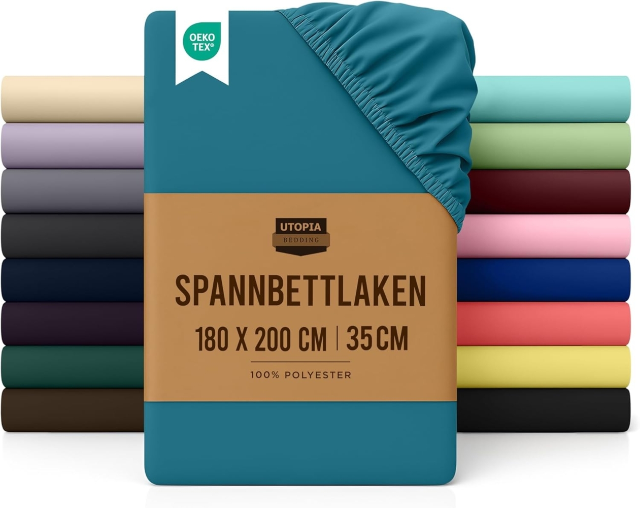 Utopia Bedding - Spannbettlaken 180x200 cm - Denim Blau - Gebürstete Polyester-Mikrofaser Spannbetttuch - 35 cm Tiefe Tasche Bild 1