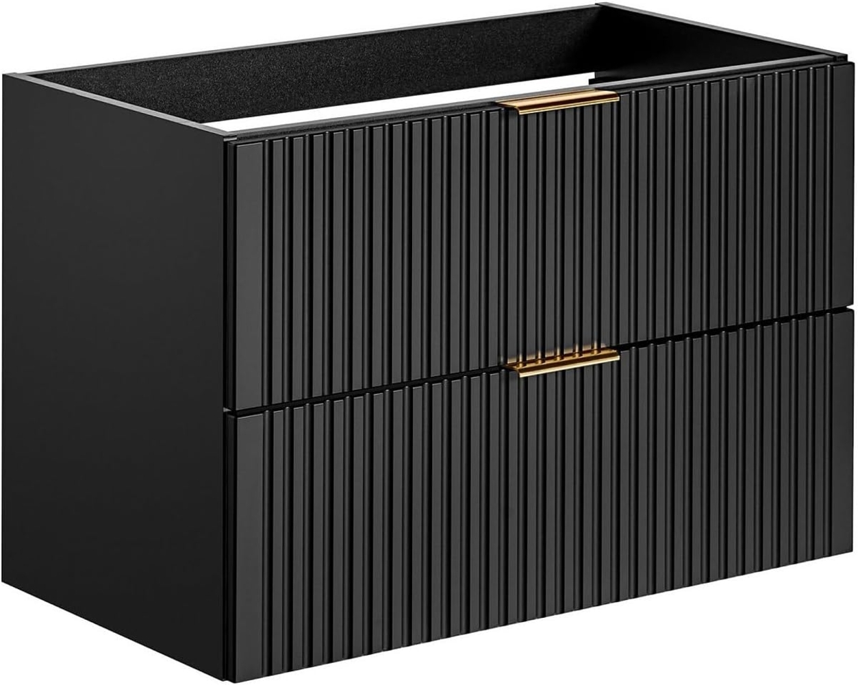 Vente-unique - Waschbeckenunterschrank hängend - Streifenoptik - Schwarz - 80 cm - ZEVARA Bild 1