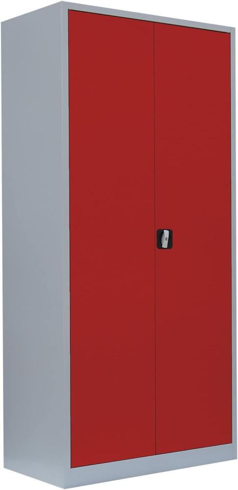 Stahl-Aktenschrank Metallschrank abschließbar Werkzeugschrank Lichtgrau/Rot 1950 x 925 x 422 mm 530344 Bild 1