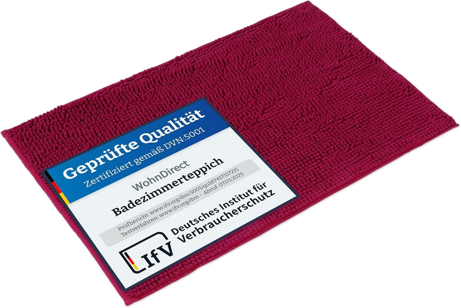 WohnDirect Badematte 50x80 cm | Beere - rutschfest & Waschbar - Badezimmerteppich zum Set kombinierbar, Badvorleger, WC Garnitur, Badteppich Bild 1