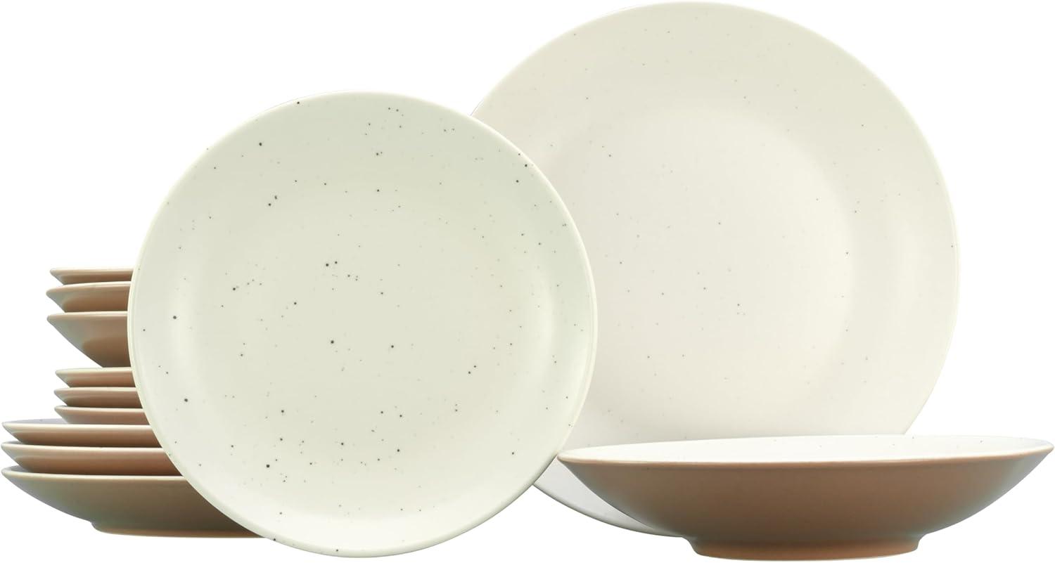 CreaTable 33072 Tafelservice Sand Dunes für 4 Personen, Steinzeug, sand (1 Set, 12-teilig) Bild 1