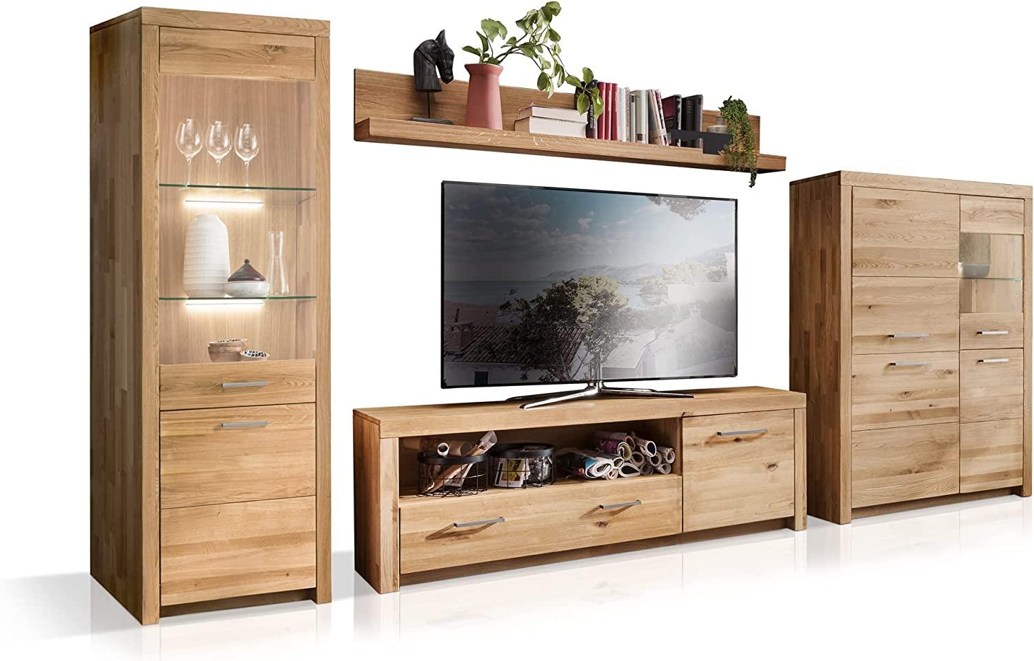 Möbel-Eins KAMILLA Wohnwand I, Material Massivholz, Wildeiche geölt Bild 1