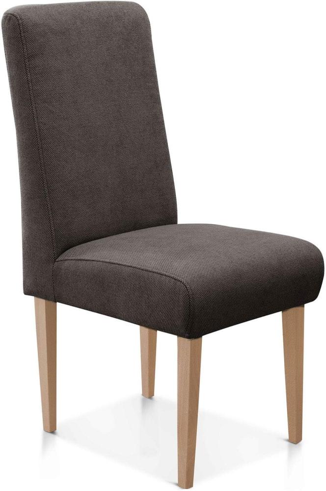 CAVADORE Esszimmerstuhl Malm / Polsterstuhl für Küche oder Esszimmer / Passend zur Küchengarnitur Malm / Leichte Fleckenentfernung dank Soft Clean / 48 x 103 x 62 / Flachgewebe: dunkelgrau Bild 1