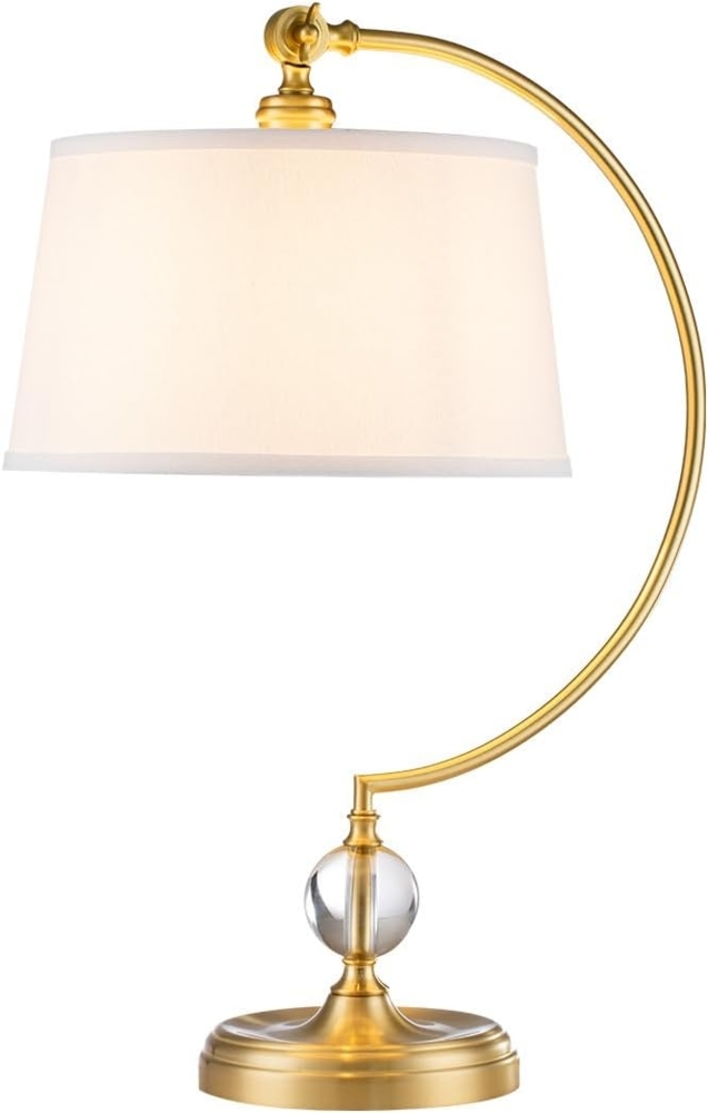 Quoizel QZ-JENKINS-TL-BB Tischleuchte Jenkins E27 60W Stahl, Glas, Leinen; Messing gebürstet B:33. 1cm Ø33. 1cm dimmbar Bild 1