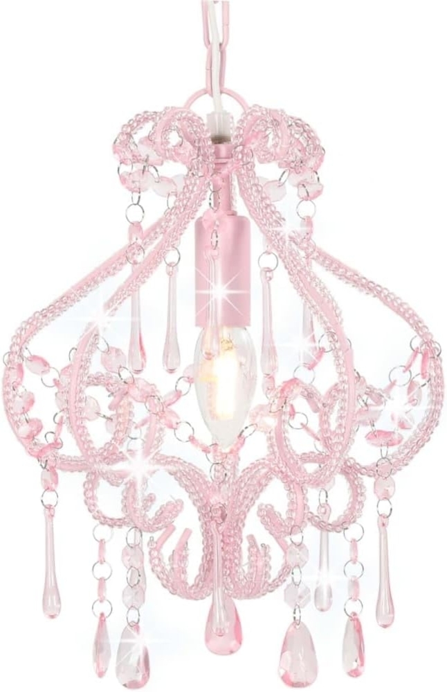 Deckenleuchte mit Perlen Rosa Rund E14 Bild 1