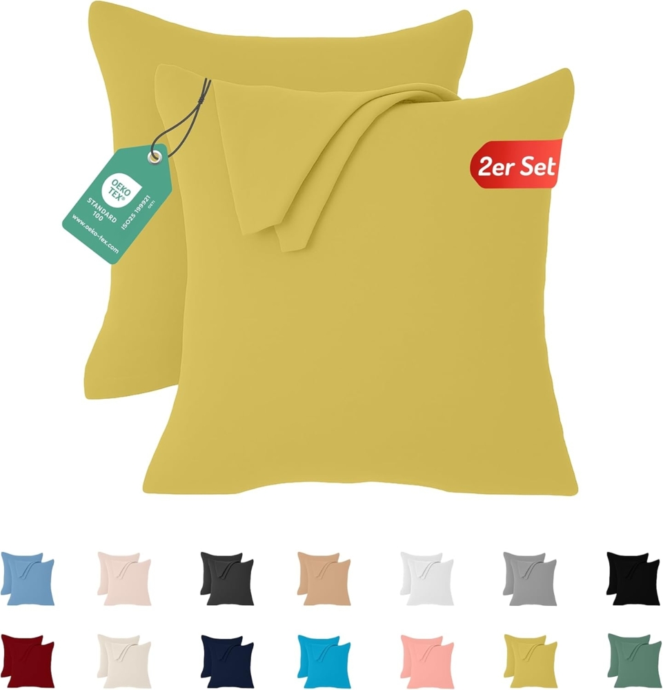 Livessa Kissenbezug 65x65 (2er Set) - Verdeckter Reißverschluss an der Langen Seite, Kissenbezug 65x65 cm aus%100 Baumwolle Jersey Stoff, Ultra weich und atmungsaktiv, Oeko-Tex Zertifiziert Bild 1
