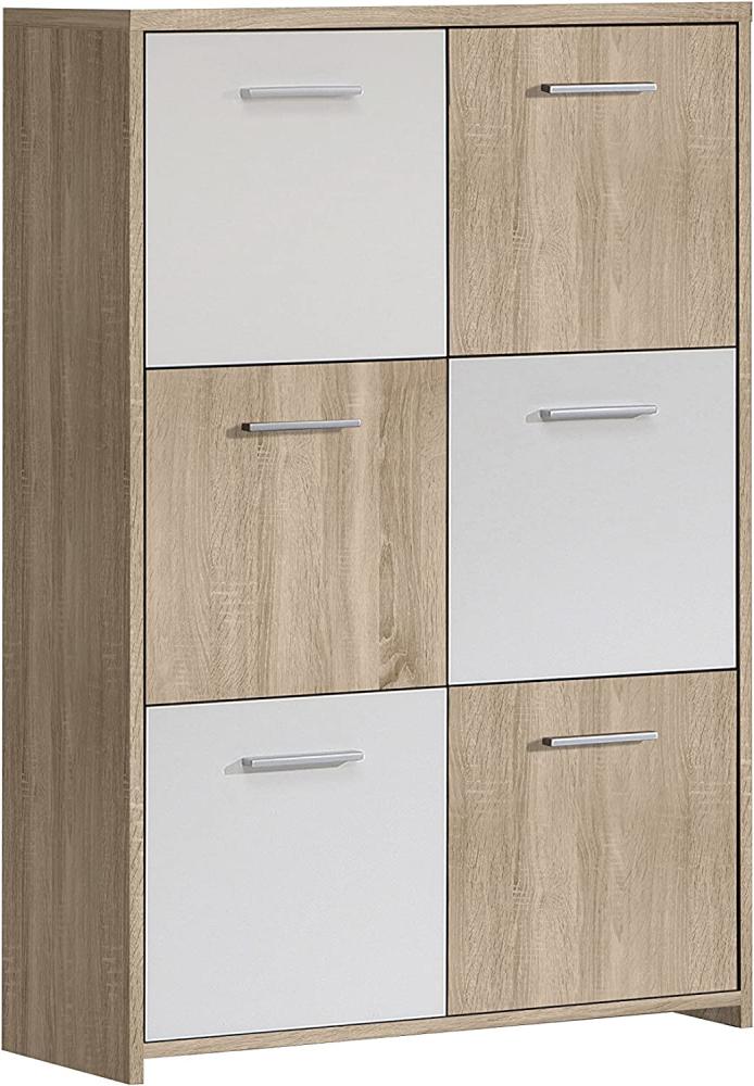 FORTE Quadro Highboard, Holzwerkstoff, Beige/Weiß, 77,2 x 112,7 x 29,6 cm Bild 1