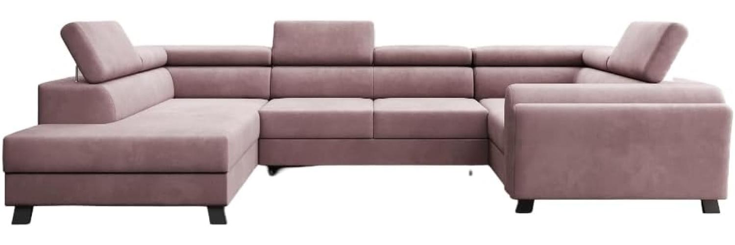 Designer Sofa Emilio mit Schlaf- und Klappfunktion Samt Rosé Links Bild 1