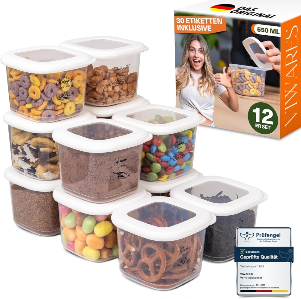 Viwares Vorratsdosen mit Deckel Luftdicht, 12er Vorratsbehälter Set BPA-Frei, Vorratsdose zur Müsli Mehl Aufbewahrung Küche, Praktische Organizer Küche, Frischhaltedosen für Lebensmittelaufbewahrung Bild 1