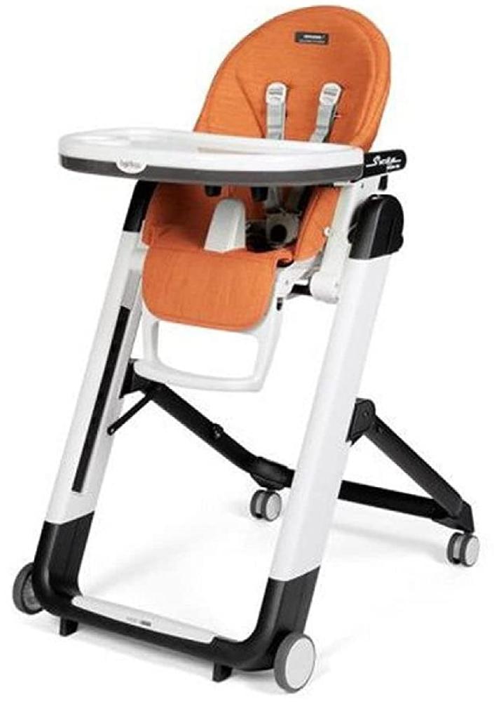 Peg Perego Siesta Follow me Hochstuhl Wonder Orange, 5-Punkt-Sicherheitsgurt mit Schrittgurt, Durchrutschsicherung, Stop & Go-Bremssystem an den Rollen Bild 1