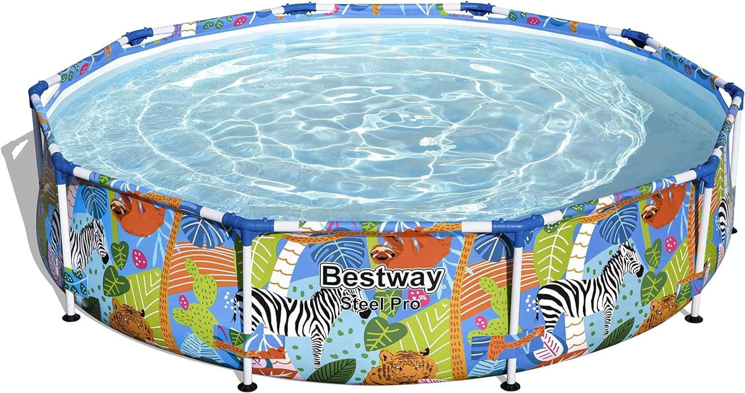 Steel Pro™ Frame Pool ohne Pumpe Ø 305 x 66 cm, buntes Zebra-Design, rund Bild 1