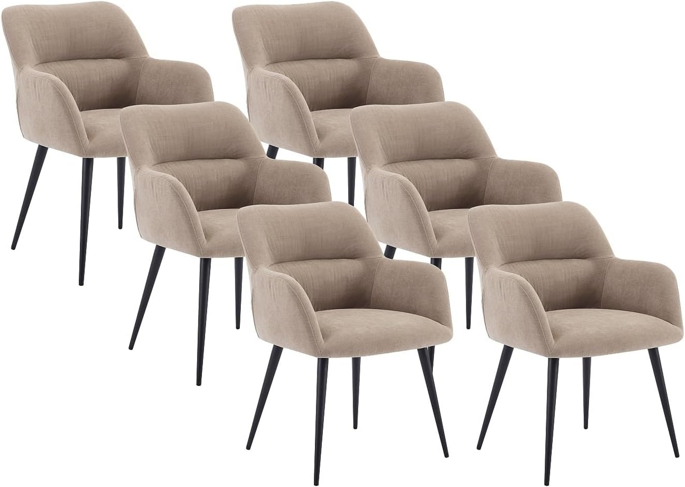 Vente-unique - Stuhl 6er-Set - Stoff & Metall - Beige - HEKA Bild 1