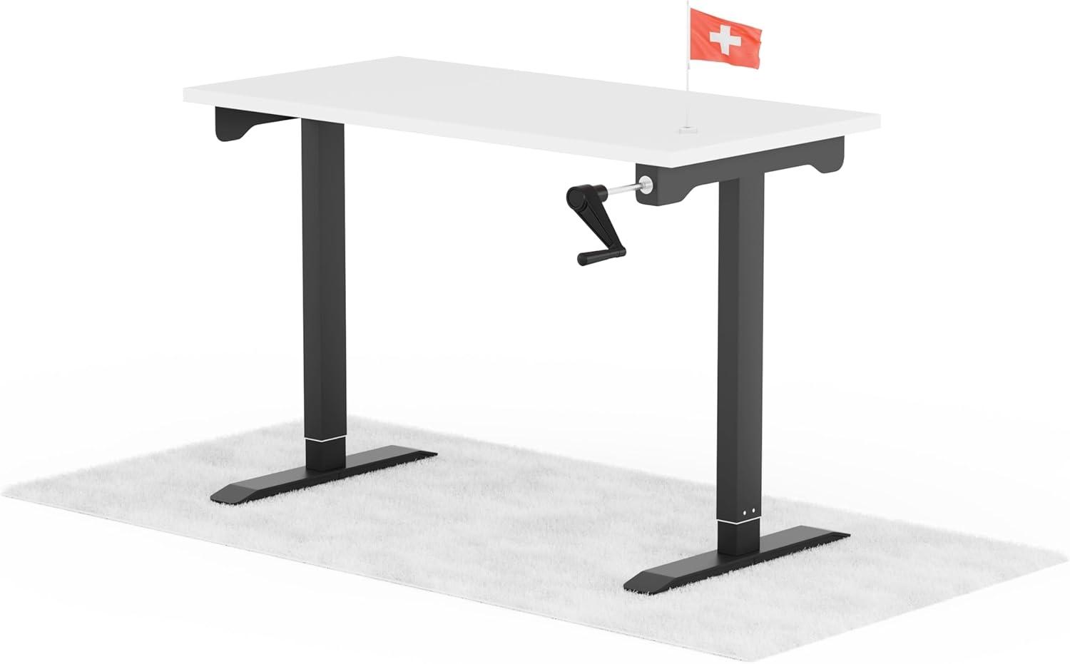 manuell höhenverstellbarer Schreibtisch EASY 120 x 60 cm - Gestell Schwarz, Platte Weiss Bild 1