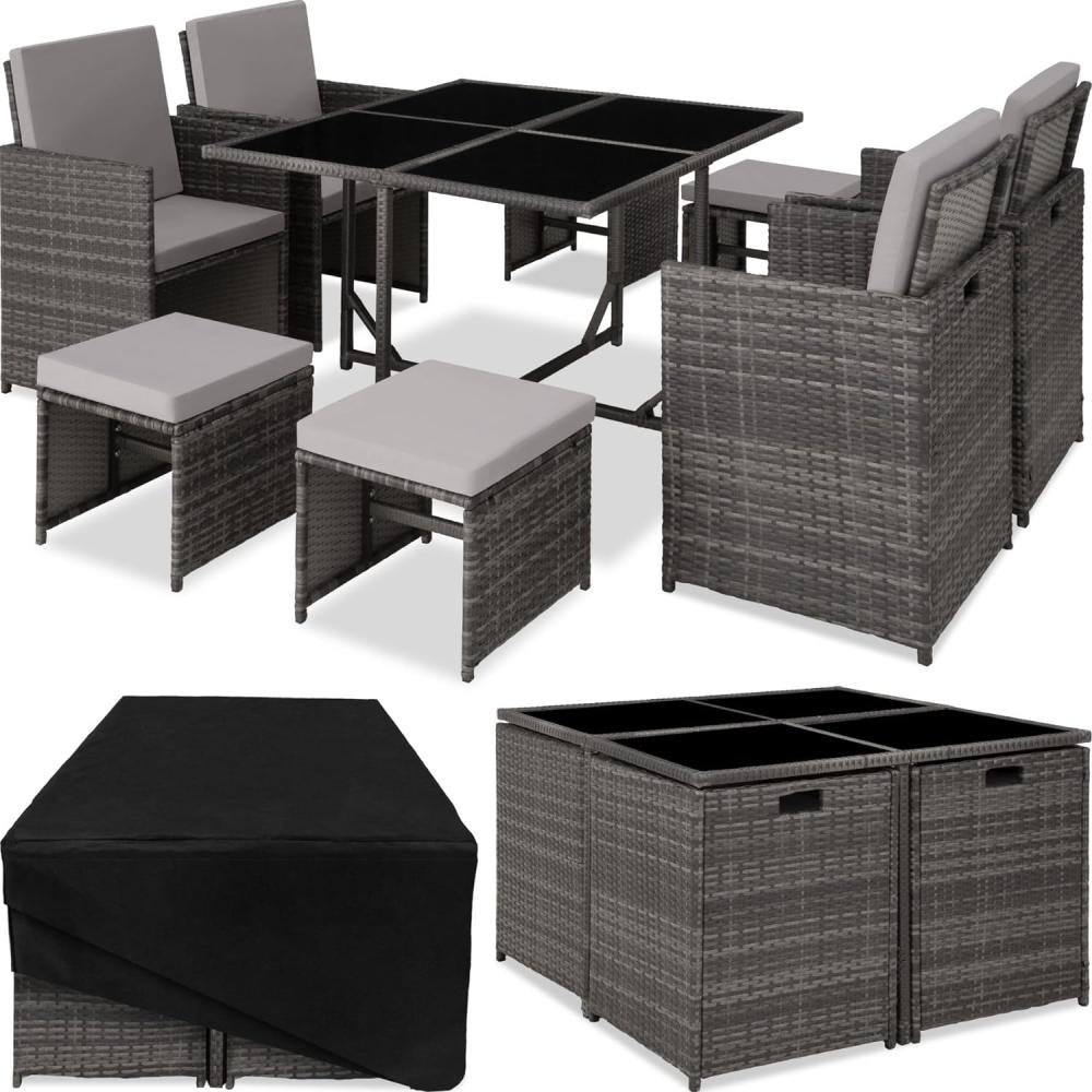 tectake Sitzgruppe Rattan Sitzgruppe, (Set, 9-tlg), für 4 bis 8 Personen Bild 1