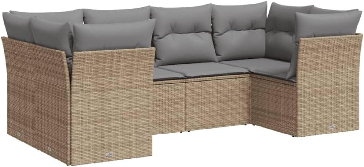 vidaXL 6-tlg. Garten-Sofagarnitur mit Kissen Beige Poly Rattan 3218109 Bild 1