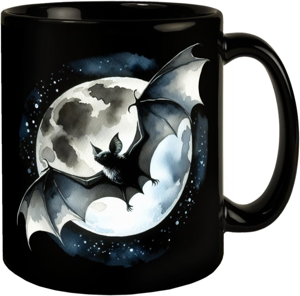 speecheese Tasse Fledermaus im Mondlicht Tasse in Schwarz Bild 1