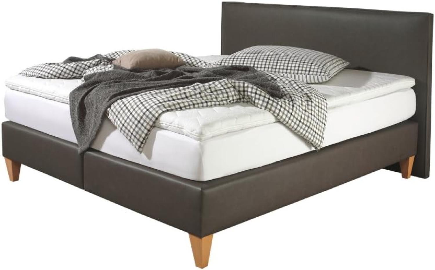 Maintal Boxspringbett Luxor, 160 x 200 cm, Kunstleder, Tonnentaschenfederkern Matratze h3, Oliv Bild 1