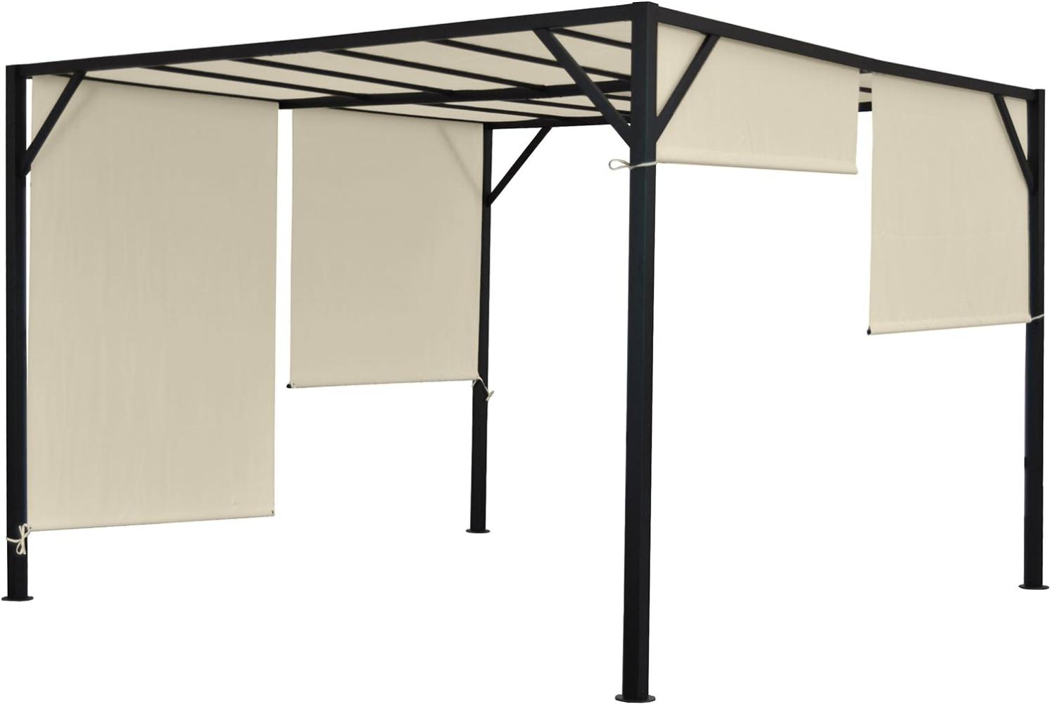 Pergola Baia, Garten Pavillon Terrassenüberdachung, stabiles 6cm-Stahl-Gestell + Schiebedach ~ 4x3m Bild 1