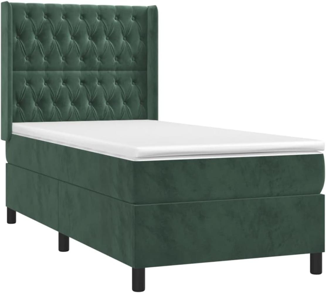 vidaXL Boxspringbett mit Matratze Dunkelgrün 90x190 cm Samt 3132834 Bild 1