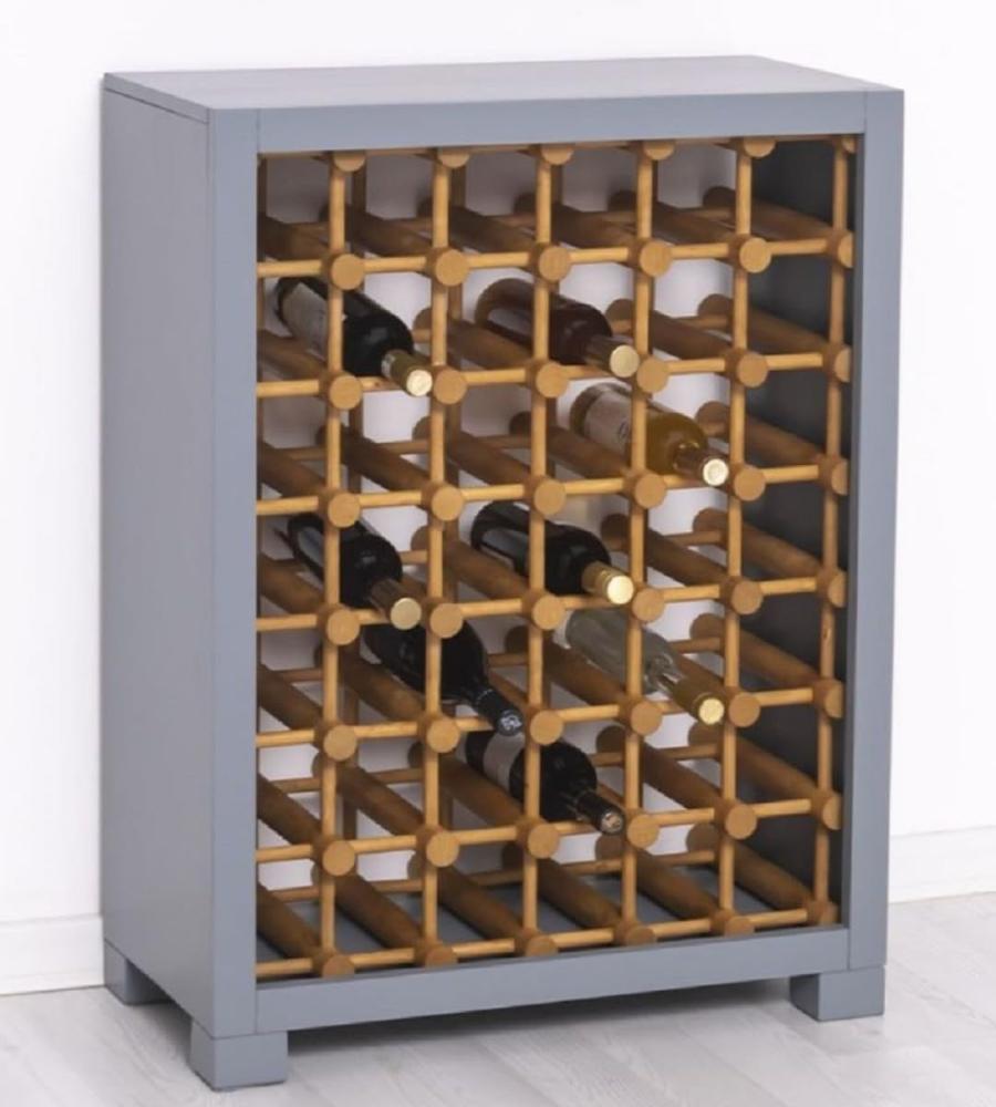 Casa Padrino Landhausstil Massivholz Weinschrank Grau / Naturfarben 68 x 35 x H. 68 cm - Massivholz Weinregal im Landhausstil - Massivholz Bar Möbel - Landhausstil Bar Möbel Bild 1