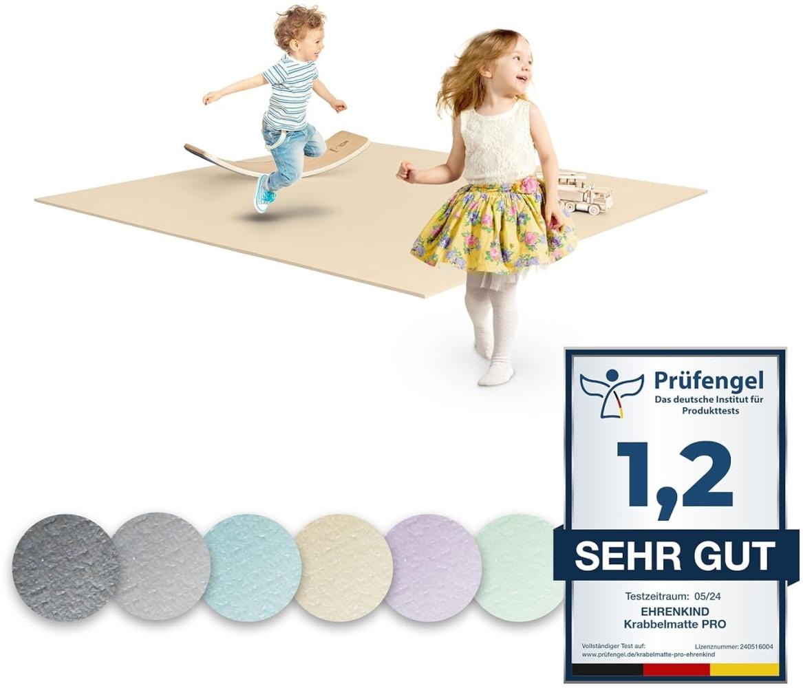 Ehrenkind® Krabbelmatte PRO | Extra dick und soft | Made in Germany | Oeko-Tex 100 | Größe 180x120cm BEIGE Bild 1