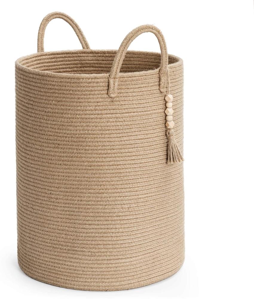 TIMEYARD Wäschekorb, Aufbewahrungskorb, Korb Geflochten, Laundry Baskets, Seegras Rattan Korb, Baby Spielzeug Korb Aufbewahrung, Wäschekorb Kinderzimmer Schmal mit Henkel,40x50cm, Jute Bild 1