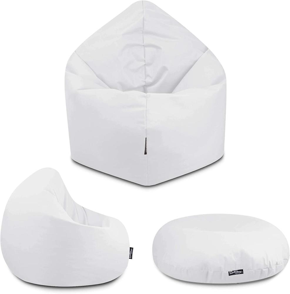 BuBiBag - 2in1 Sitzsack Bodenkissen - Outdoor Sitzsäcke Indoor Beanbag, Weiß, Ø 125,0 cm Bild 1