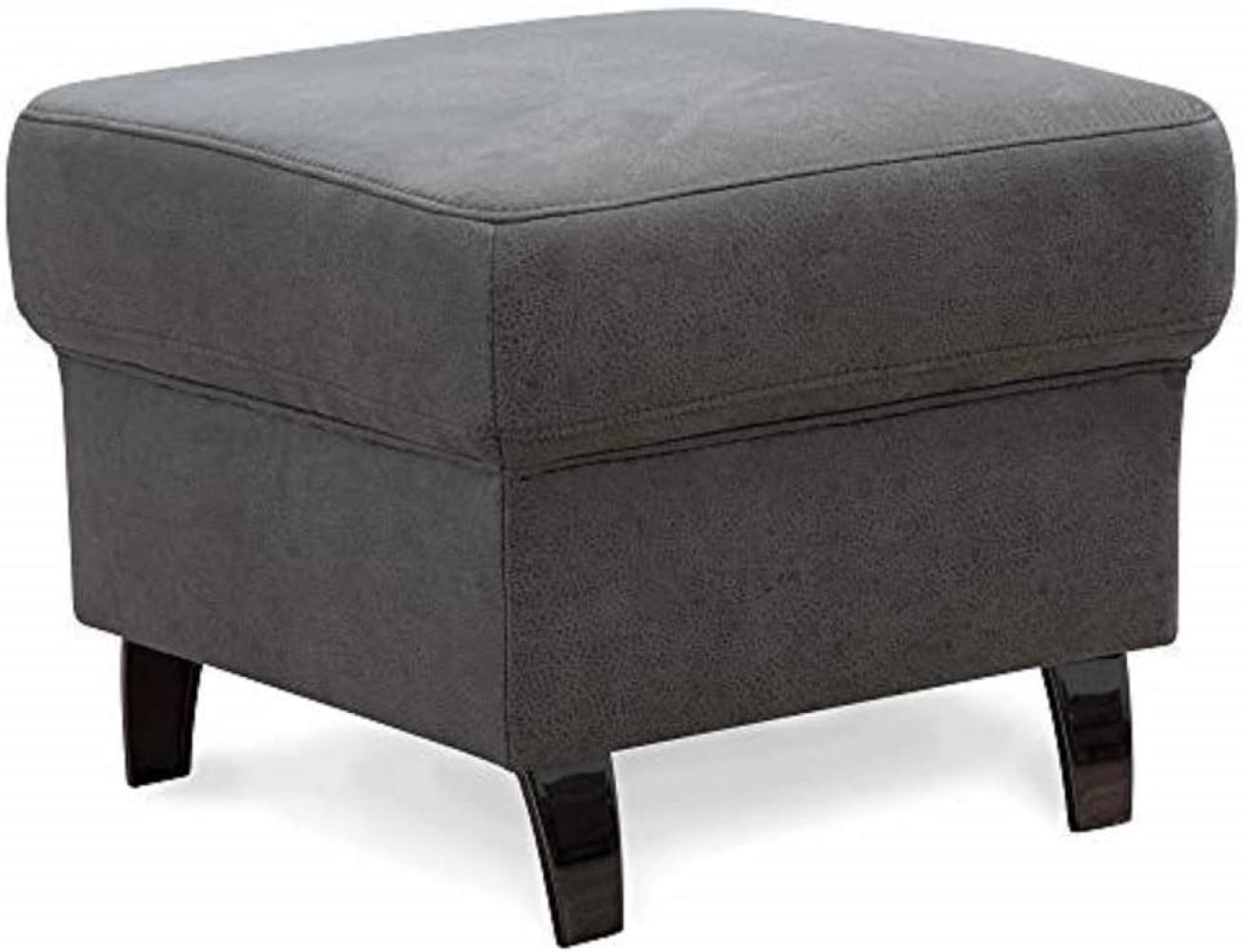 Cavadore Hocker Ammerland, Polsterhocker, Fußbank für Wohnzimmer passend zur Wohnlandschaft Ammerland, 58 x 48 x 58, lederoptik anthrazit Bild 1