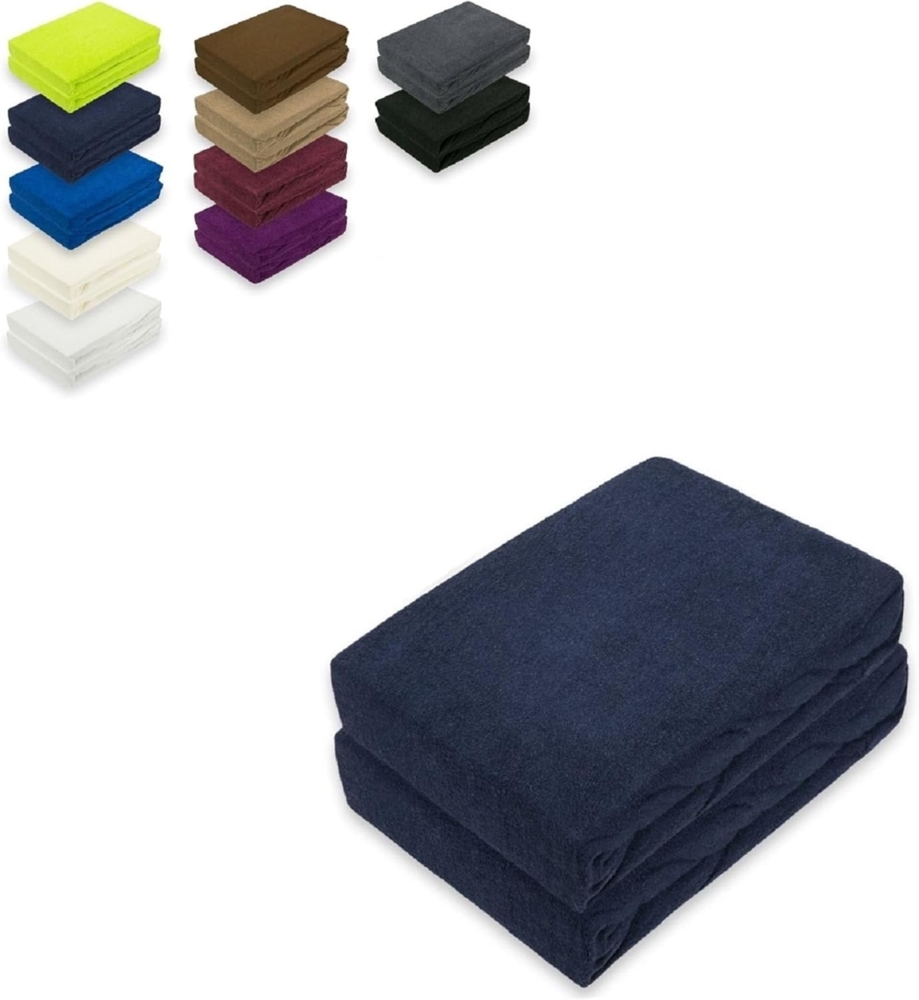 Frottee Spannbettlaken Doppelpack 90 - 100 x 200 cm Navyblau Bild 1