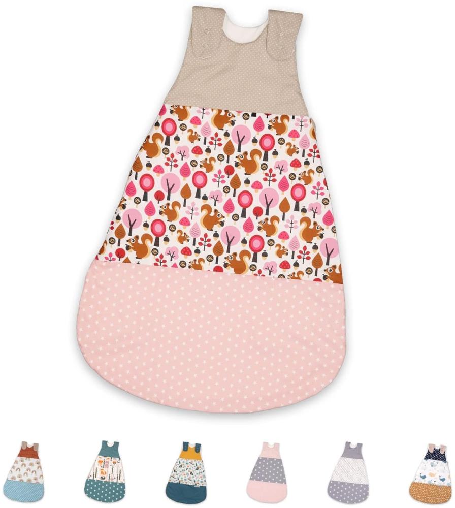 ULLENBOOM Sommerschlafsack Baby Sand Eichhörnchen (Made in EU) - Schlafsack Baby Sommer aus Baumwolle, bequemer Schlummersack für Babys und Neugeborene, Größe: 80 bis 86 Bild 1