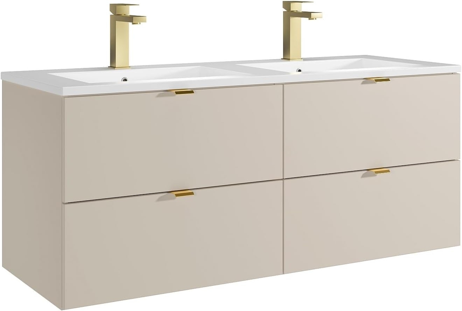 Vente-unique - Hängender Badezimmerschrank mit Einbauwaschbecken und Wasserhahn – Beige – 120 cm – LAVENA Bild 1