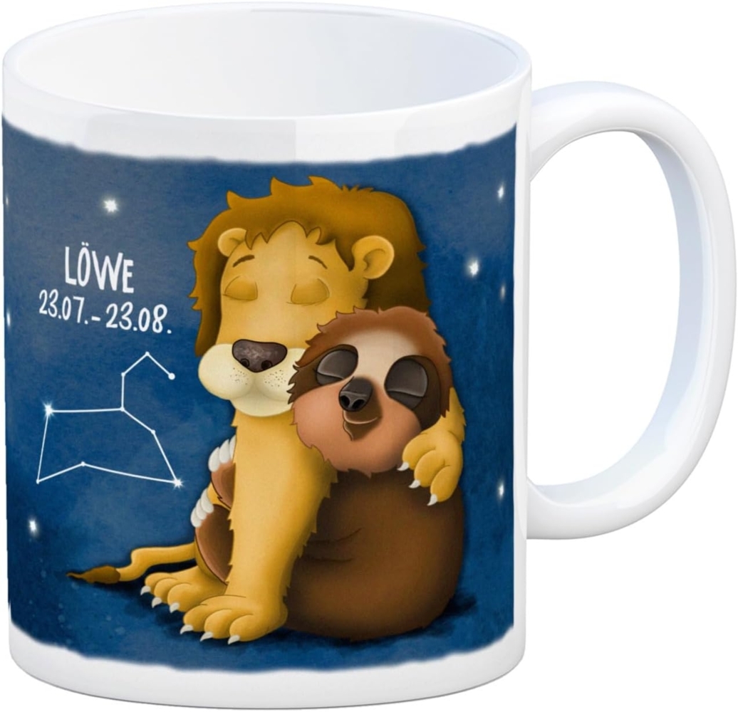 speecheese Tasse Kaffeebecher mit Faultier Sternzeichen Löwe Motiv Becher Tasse Bild 1