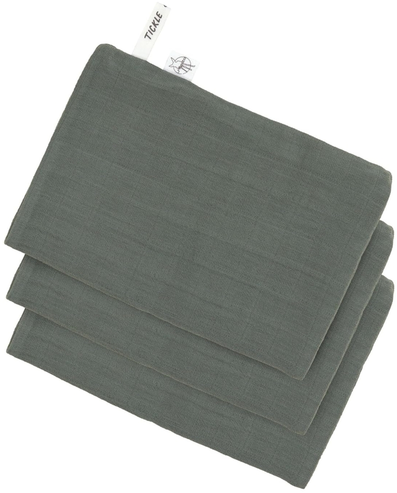 LÄSSIG Baby Musselin Waschhandschuh 3er Set/Muslin Wash Glove Set 3 pcs Petrol Green Bild 1