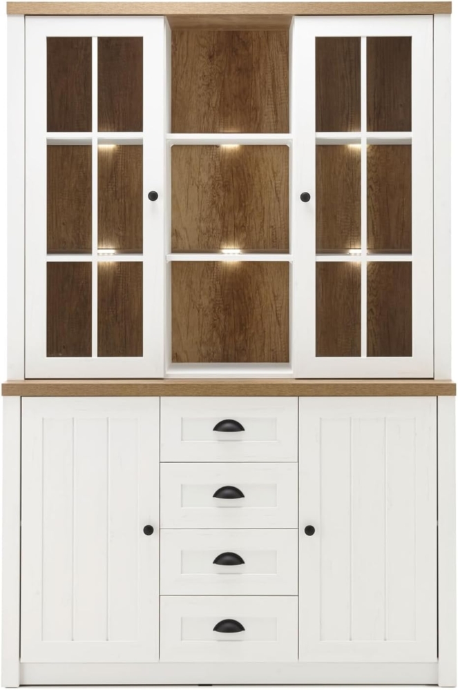 Buffetschrank Seyne in weiß Pinie und Eiche Landhaus 130 cm Bild 1
