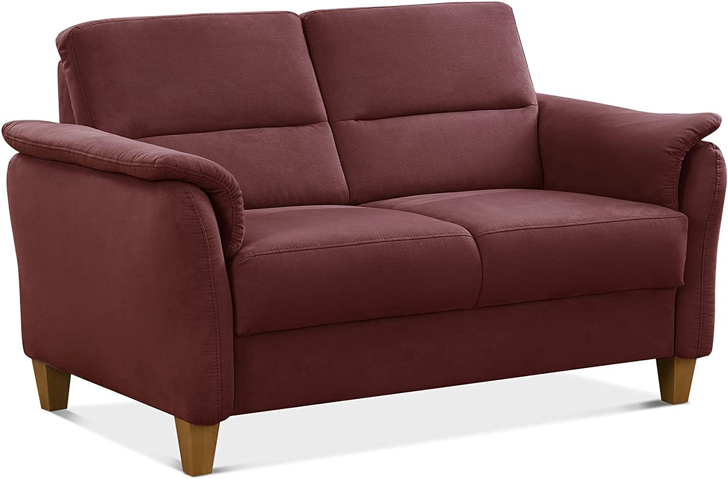 CAVADORE 2er-Sofa Palera mit Federkern / Kompakte Zweisitzer-Couch im Landhaus-Stil / passender Sessel und Hocker optional / 149 x 89 x 89 / Mikrofaser, Rot Bild 1