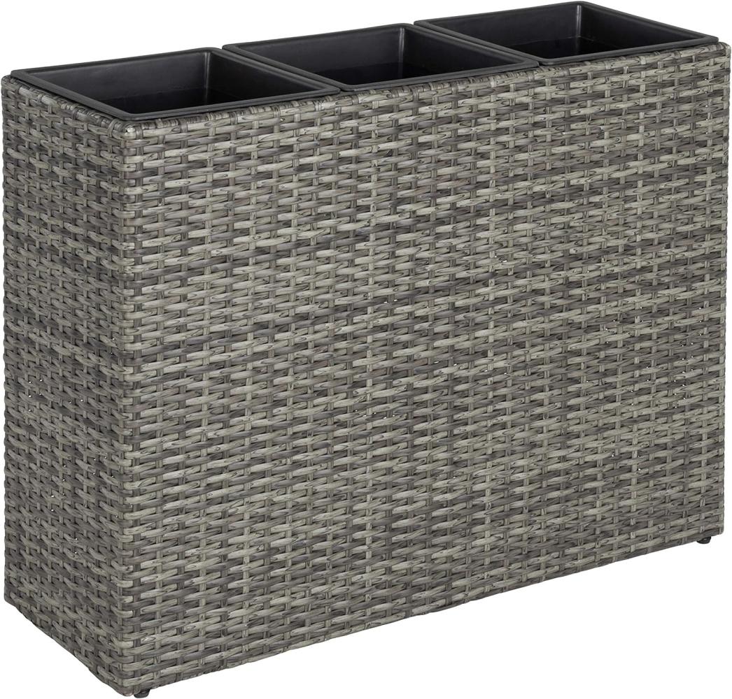 ESTEXO Hochbeet Polyrattan Blumenkübel Pflanzkübel Rattan Blumentopf Set Anthrazit-Grau Bild 1