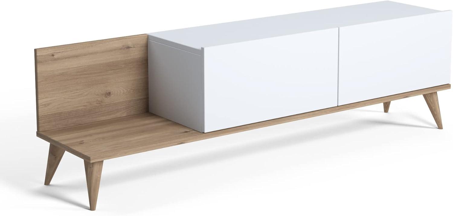 Amazon Marke - Movian TV-Ständer Soho, Lowboard-Schrank, 152 x 35 x 43 cm, Mittel, Weiß-Eiche Bild 1