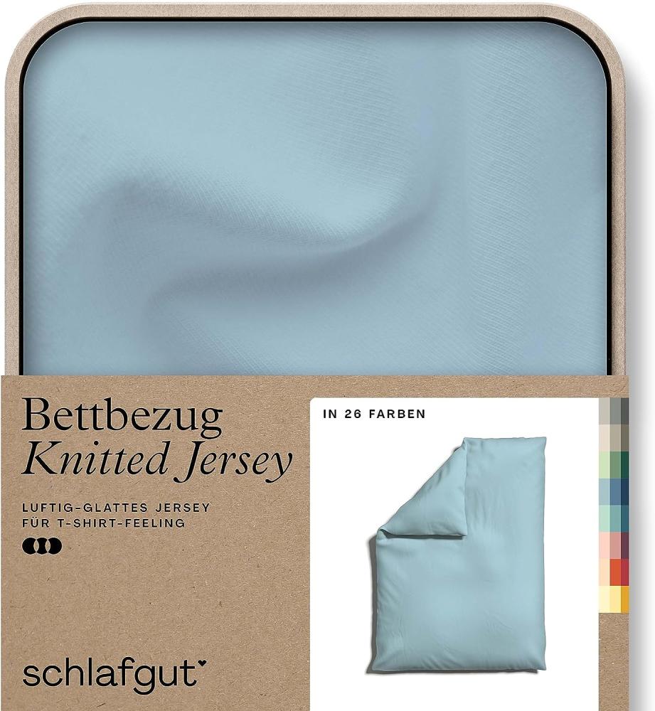 Schlafgut Knitted Jersey Bettwäsche | Bettbezug einzeln 135x200 -140x200 cm | blue-light Bild 1