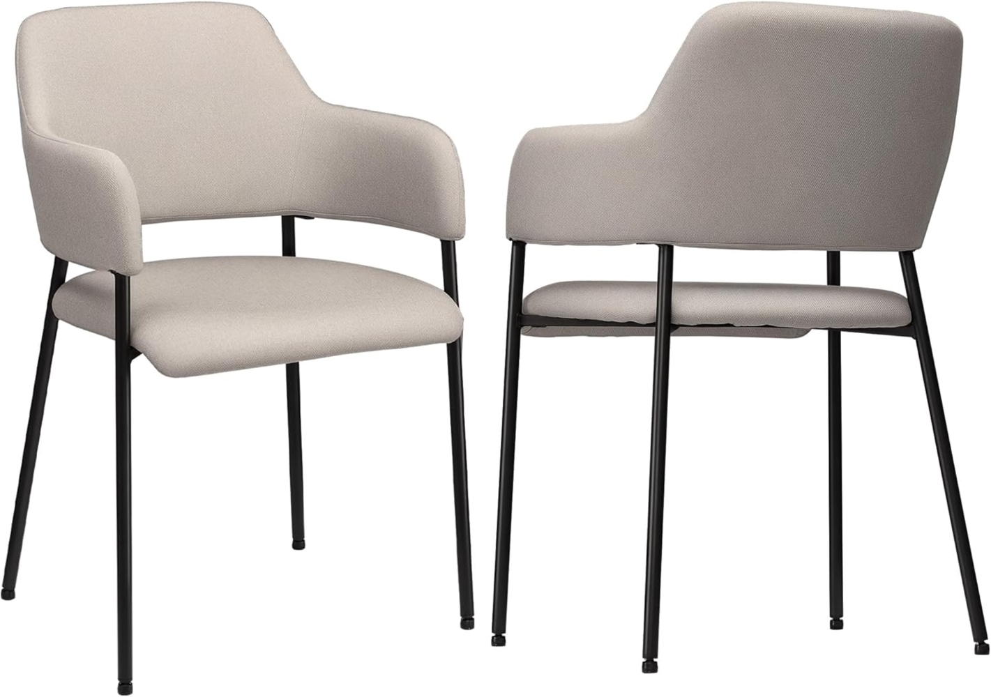 HOMCOM Esszimmerstuhl 2er Set Küchenstuhl mit Armlehnen, Polsterstuhl mit Stahlbeinen (Wohnzimmerstühle, 2 St), 120 kg Belastbar, Beige Bild 1