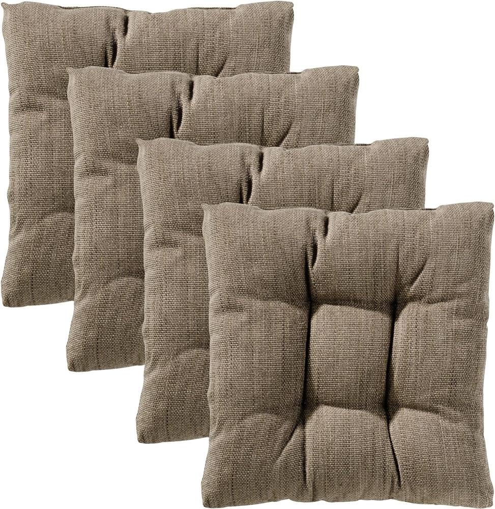 Traumnacht Stuhlkissen Cozy 4er Set, Bequeme Sitzkissen für Gartenstuhl, Küche oder Esszimmer, Indoor u. Outdoor, 40 x 40 x 6 cm, Hellbraun Bild 1