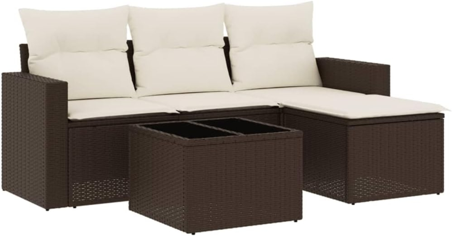 vidaXL 5-tlg. Garten-Sofagarnitur mit Kissen Braun Poly Rattan 3251220 Bild 1