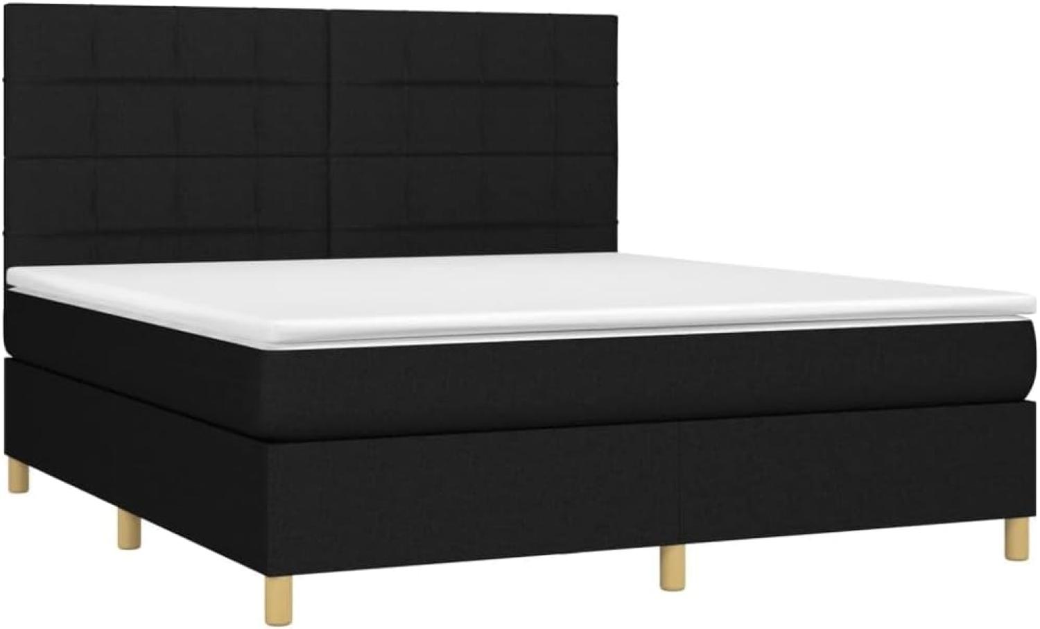 vidaXL Boxspringbett mit Matratze Schwarz 160x200 cm Stoff, Härtegrad: H2 [3142347] Bild 1