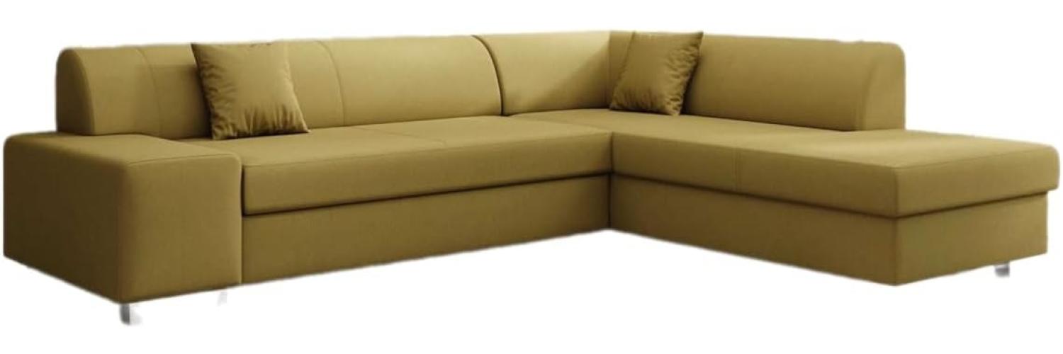 Designer Sofa Pina mit Schlaf- und Klappfunktion Stoff Senf Rechts Bild 1