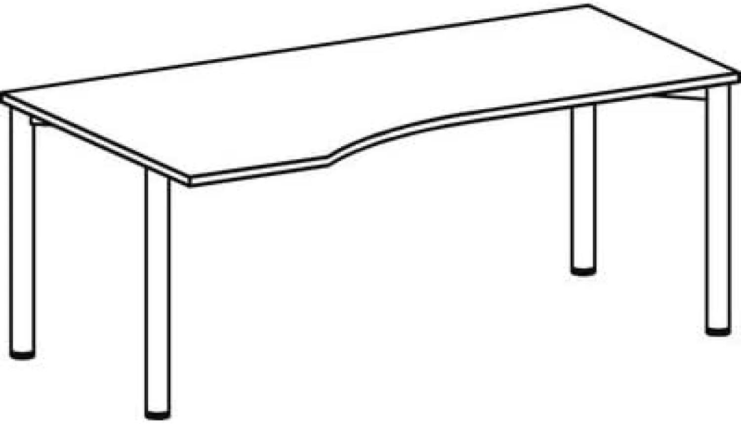 PC-Schreibtisch '4 Fuß Flex' links, 160x100cm, Ahorn / Silber Bild 1