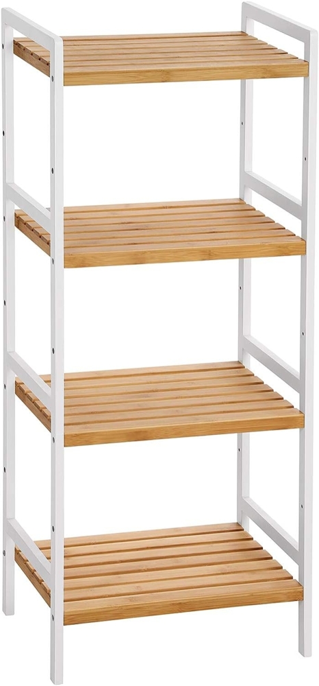 SONGMICS 4-Tier Bamboo Storage Rack for Bathroom, Kitchen, Bedroom, 45 x 31.5 x 111 cm, Natural and White BCB74WN Bild 1