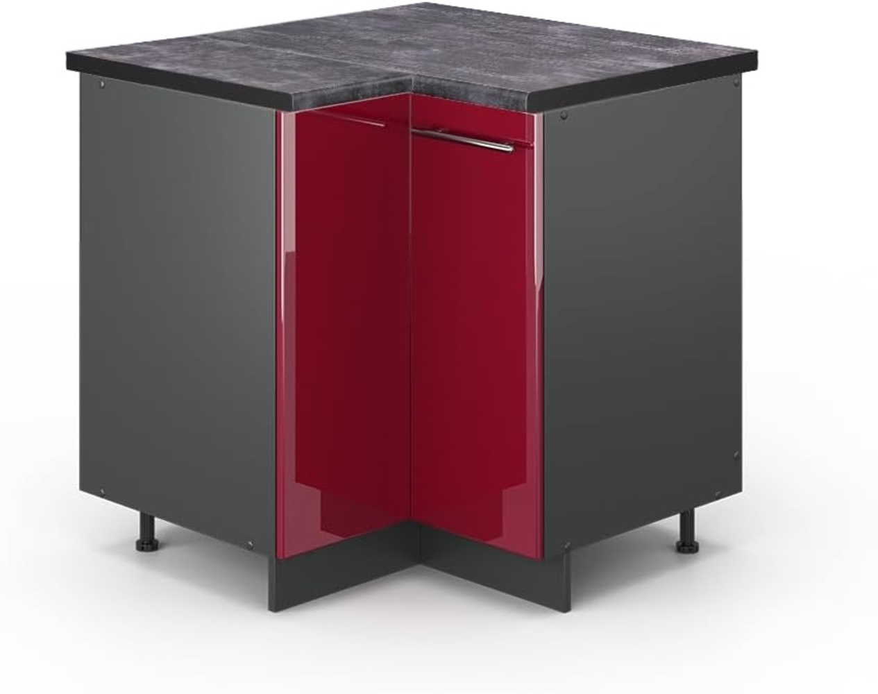 Vicco Eckschrank Fame-Line, Bordeaux Hochglanz/Anthrazit, 80. 5 cm, AP Anthrazit Bild 1