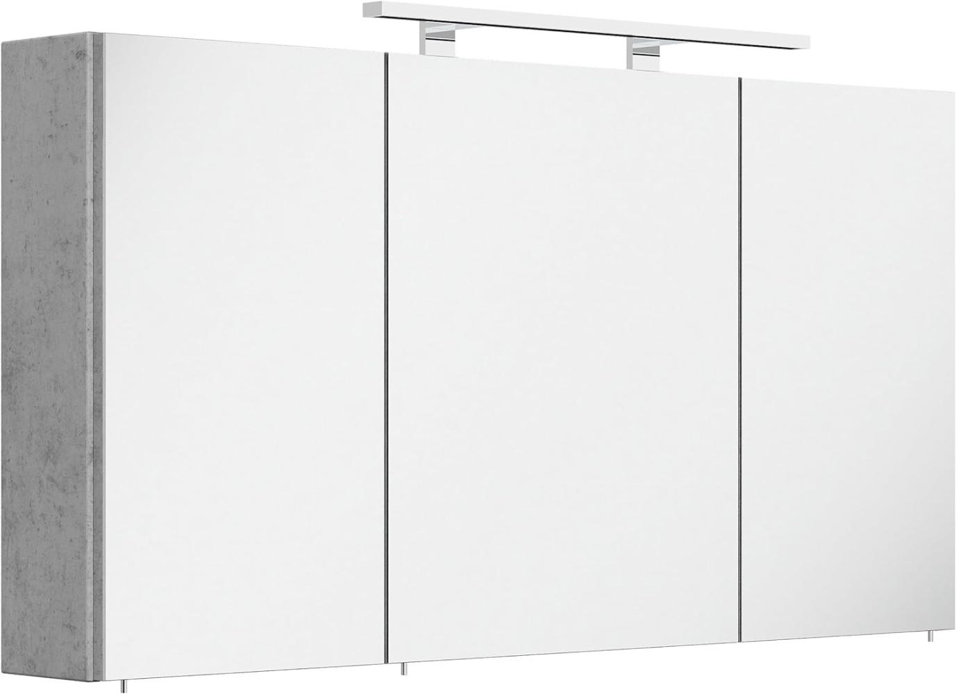 Spiegelschrank 120cm inkl. Design LED-Lampe und Glasböden beton : Beton Bild 1