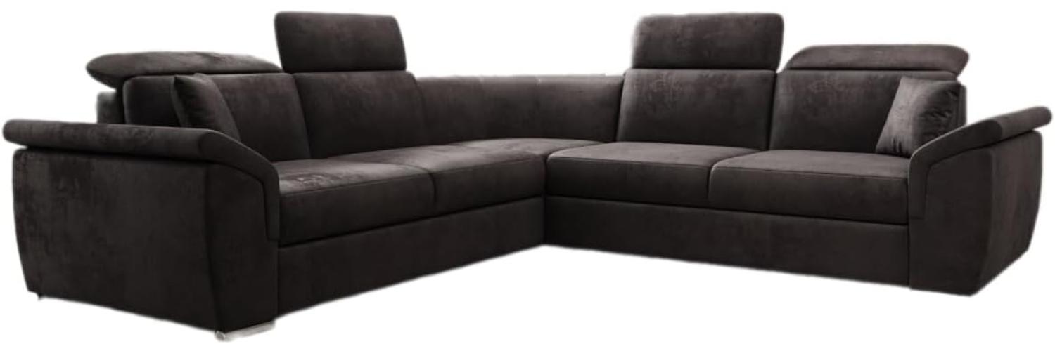 Designer Sofa Fernando mit Schlaffunktion und Stauraum Samt Dunkelbraun Bild 1