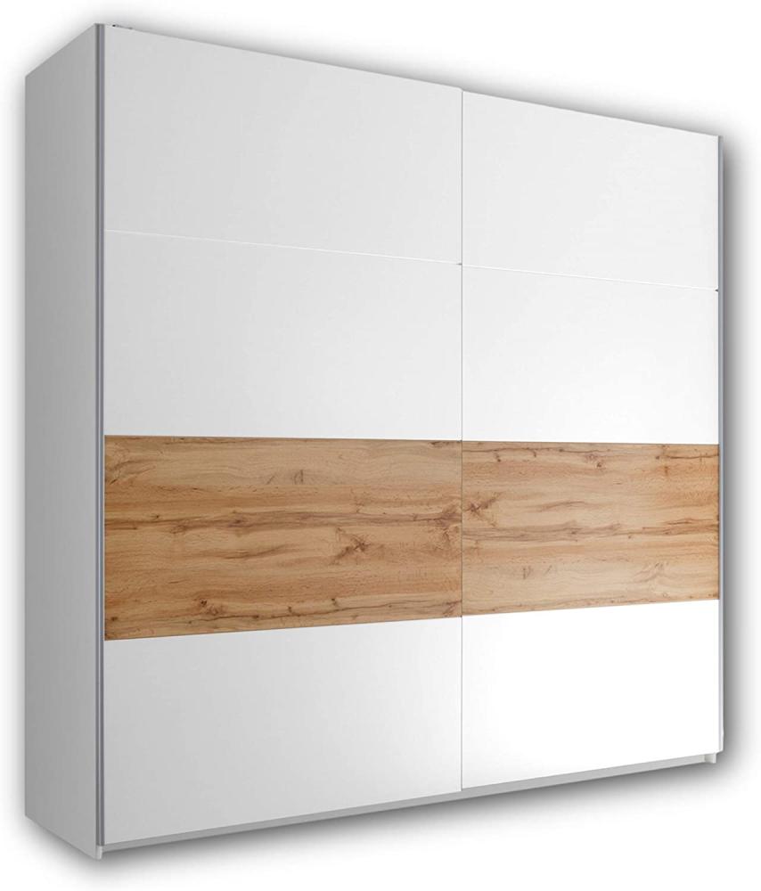 Schwebetürenschrank >Maye< in Weiß/Wildeiche - 215x210x59cm (BxHxT) Bild 1