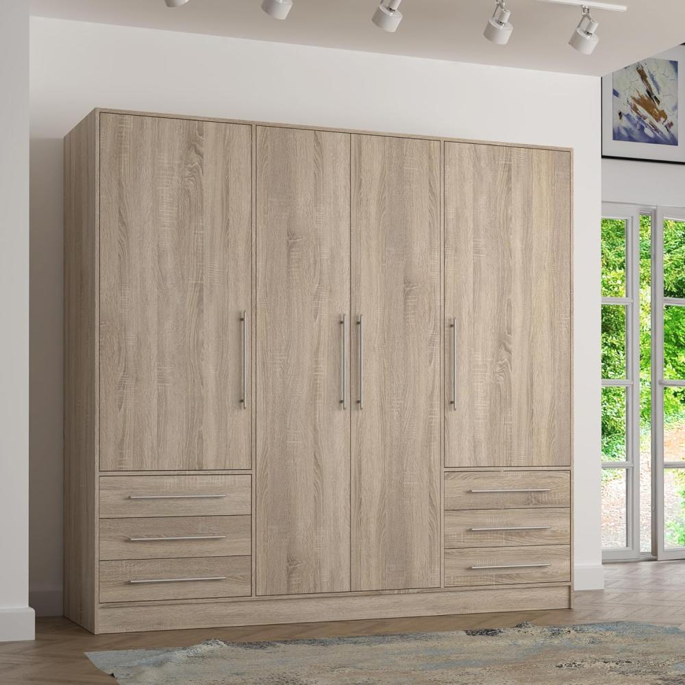 Forte Kleiderschrank, Holzwerkstoff, Sonoma Eiche, 206,5 x 200 x 60 cm Bild 1